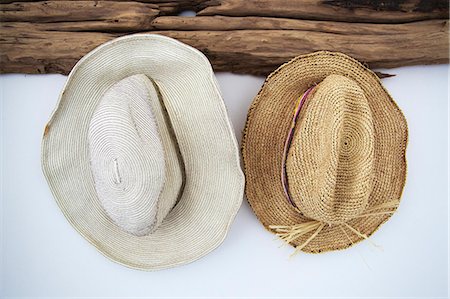 sun hat - Close-up of two sunhats Stock Photo - Premium Royalty-Free, Code: 6108-06904350