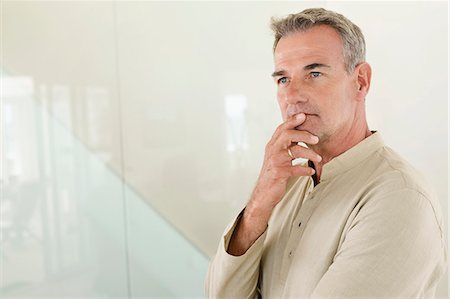 senior citizen close up - Close-up of a man thinking Stock Photo - Premium Royalty-Free, Code: 6108-06905107