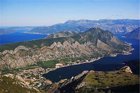 simsearch:6108-08841869,k - Montenegro, Overview of the landscape of the bay of Kotor Fotografie stock - Premium Royalty-Free, Codice: 6108-08841813
