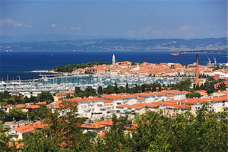 simsearch:6108-08841935,k - Slovenia, Large view of the city of Isola and marina Stock Photo - Premium Royalty-Free, Code: 6108-08841829