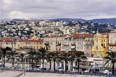 promenade des anglais - France, South-Eastern France, Nice, aerial view of the town, seaside and promenade des anglais, hills of Cimiez Foto de stock - Royalty Free Premium, Número: 6108-08943400