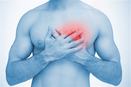 pain - Man touching highlighted chest pain Stock Photo - Premium Royalty-Free, Code: 6109-06684730