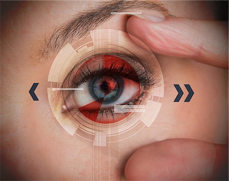 eye lash - Woman stretching her eye for a security authentication Stock Photo - Premium Royalty-Free, Code: 6109-06781427