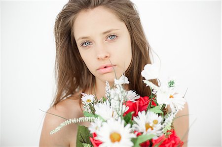 flowers bunch - Seductive young woman standing topless Photographie de stock - Premium Libres de Droits, Code: 6109-06781850