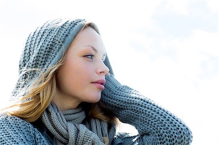 pretty - Pretty young woman wearing a scarf and looking away Stock Photo - Premium Royalty-Free, Code: 6109-07496990