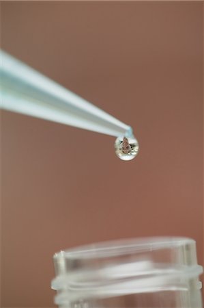 simsearch:6109-07497806,k - Extreme close up of pipette and drop reflecting student over test tube at college Fotografie stock - Premium Royalty-Free, Codice: 6109-07497805