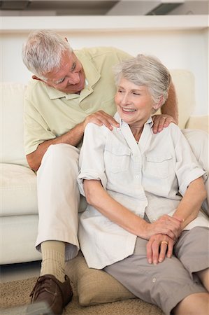 Senior man giving his partner a shoulder massage Stock Photo - Premium Royalty-Free, Code: 6109-07601475