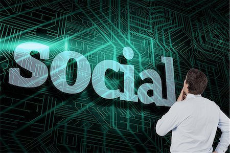 simsearch:6109-07601648,k - Social against green and black circuit board Stock Photo - Premium Royalty-Free, Code: 6109-07601646