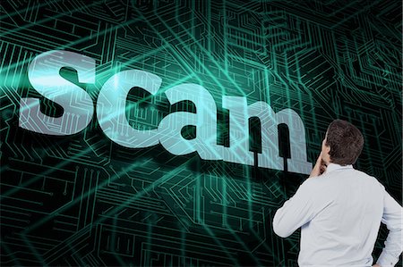 simsearch:6109-07601634,k - Scam against green and black circuit board Stock Photo - Premium Royalty-Free, Code: 6109-07601649