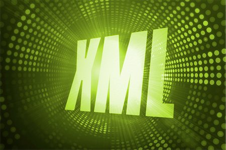 simsearch:6109-07601634,k - Xml against green pixel spiral Stock Photo - Premium Royalty-Free, Code: 6109-07601675