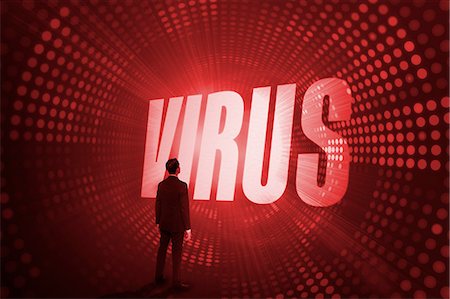 simsearch:6109-07601705,k - Virus against red pixel spiral Foto de stock - Sin royalties Premium, Código: 6109-07601696