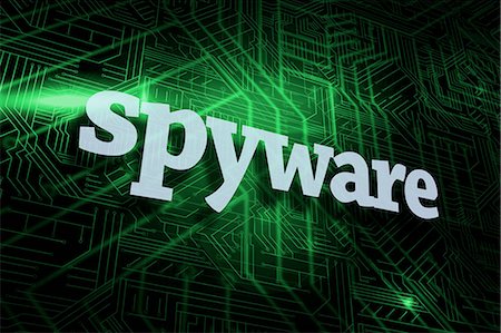 simsearch:6109-07601634,k - Spyware against green and black circuit board Stock Photo - Premium Royalty-Free, Code: 6109-07601627