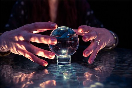 simsearch:6109-08396685,k - Mid section of fortune teller woman using crystal ball Stock Photo - Premium Royalty-Free, Code: 6109-08396672