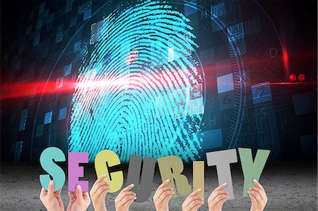 Hands holding security letter on fingerprint background Foto de stock - Sin royalties Premium, Código: 6109-08481835