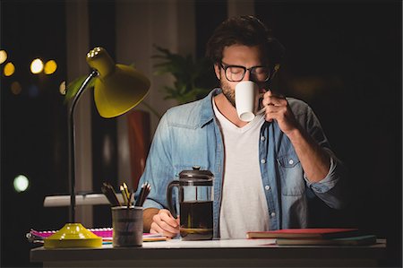 simsearch:6109-08581492,k - Hipster drinking coffee Stock Photo - Premium Royalty-Free, Code: 6109-08581439