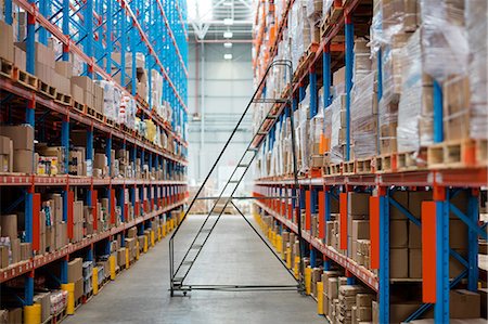 supplies (stock of essential items needed to sustain life) - Front view of empty aisle Foto de stock - Sin royalties Premium, Código: 6109-08581592