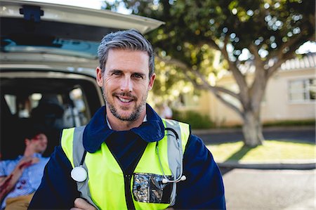 people helping accident - Portrait of ambulance man Stock Photo - Premium Royalty-Free, Code: 6109-08581880