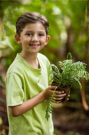 simsearch:6109-08581905,k - Boy holding sapling plant Foto de stock - Sin royalties Premium, Código: 6109-08581915