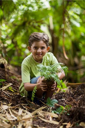 simsearch:6109-08581912,k - Boy holding sapling plant Foto de stock - Sin royalties Premium, Código: 6109-08581916