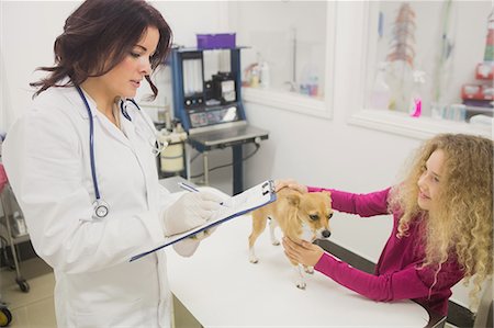 simsearch:6109-08537805,k - Girl holding her pet dog while vet examining Stock Photo - Premium Royalty-Free, Code: 6109-08536629