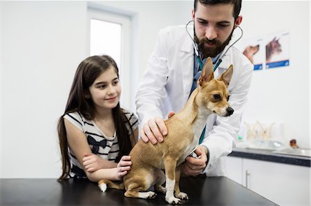 simsearch:6109-08537805,k - Vet examining dog with its owner Stock Photo - Premium Royalty-Free, Code: 6109-08537825