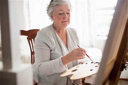 someone painting - Senior woman painting Stock Photo - Premium Royalty-Free, Code: 6109-08538497