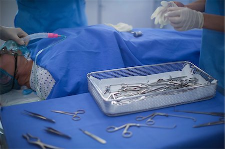 surgery tray - Group of surgeons performing operation in operation room Stock Photo - Premium Royalty-Free, Code: 6109-08830002