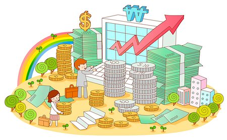 simsearch:6111-06727461,k - Illustration on financial concept Foto de stock - Sin royalties Premium, Código: 6111-06727344