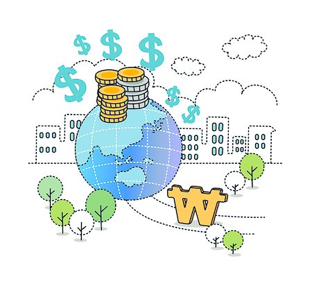 dollar sign and building illustration - Illustration of monetary concept Stock Photo - Premium Royalty-Free, Code: 6111-06727453