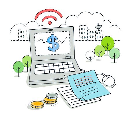 dólar - Computer device and economic growth Foto de stock - Sin royalties Premium, Código: 6111-06727424
