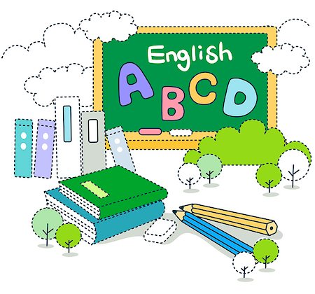School blackboard with books and pencil Photographie de stock - Premium Libres de Droits, Code: 6111-06727544