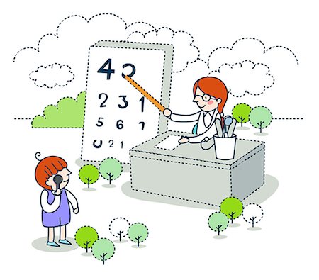 simsearch:6111-06727685,k - Female doctor taking eye test of a girl Stockbilder - Premium RF Lizenzfrei, Bildnummer: 6111-06727667