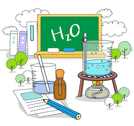 Illustration on scientific experiment with blackboard Photographie de stock - Premium Libres de Droits, Code: 6111-06727601