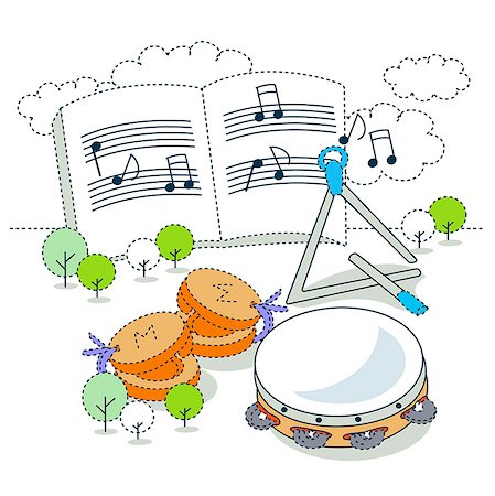 simsearch:6111-06727440,k - Illustration of triangle and tambourine Stock Photo - Premium Royalty-Free, Code: 6111-06727639