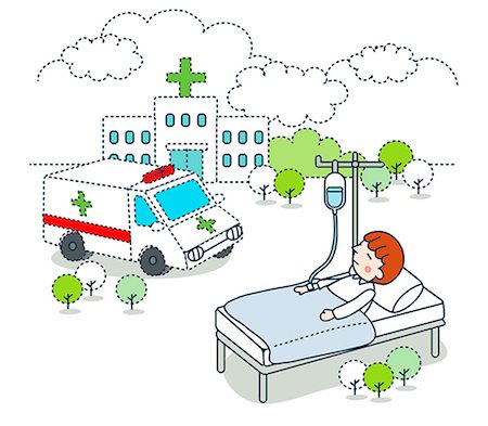 simsearch:6111-06727685,k - Illustration of patient lying on hospital bed Photographie de stock - Premium Libres de Droits, Code: 6111-06727707