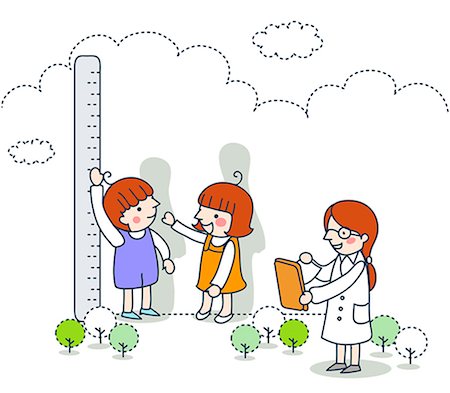 person on scale doctor - Illustration of girls measuring their height under doctor's supervision Stock Photo - Premium Royalty-Free, Code: 6111-06727704