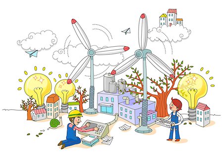 digitally generated image - Wind Turbine Factory Worker Stock Photo - Premium Royalty-Free, Code: 6111-06727800
