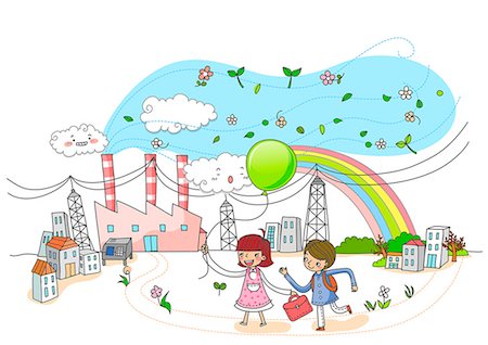 electricity towers images - Children With Balloons In Front Of Factory Exterior And  Electricity Pylon Stock Photo - Premium Royalty-Free, Code: 6111-06727805