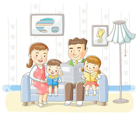 free family reading book clipart