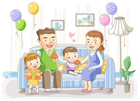 Illustration of family with two children Stock Photo - Premium Royalty-Free, Code: 6111-06728074