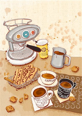 simsearch:700-05973280,k - Illustration of coffee break Foto de stock - Sin royalties Premium, Código: 6111-06728014