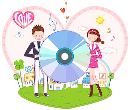 simsearch:6111-06728148,k - Couple Holding Compact Cd Foto de stock - Sin royalties Premium, Código: 6111-06728153