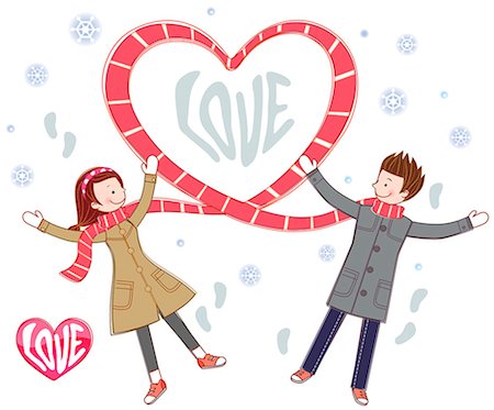 snowflake - Couple And Heart Shape Symbol Made Up Of Scarf Photographie de stock - Premium Libres de Droits, Code: 6111-06728161