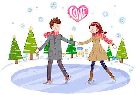 Couple On An Ice Rink Holding Hand Stock Photo - Premium Royalty-Free, Code: 6111-06728164