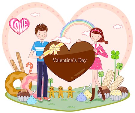 simsearch:6111-06728148,k - Couple Holding Valentine Gift Box Foto de stock - Sin royalties Premium, Código: 6111-06728168