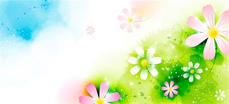 simsearch:6111-06728333,k - Illustration of abstract white and pink flowers Foto de stock - Sin royalties Premium, Código: 6111-06728347