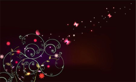 simsearch:6111-06728367,k - Illustration of butterflies and flowers Stock Photo - Premium Royalty-Free, Code: 6111-06728363