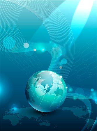 simsearch:6111-06728383,k - Illustration of globe with abstract background Stock Photo - Premium Royalty-Free, Code: 6111-06728365