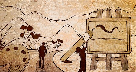 painter (artwork) - Illustration of artist's canvas Stock Photo - Premium Royalty-Free, Code: 6111-06728301