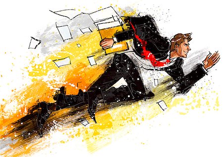 speed illustration - Illustration of well-dressed businessman running Stock Photo - Premium Royalty-Free, Code: 6111-06728703